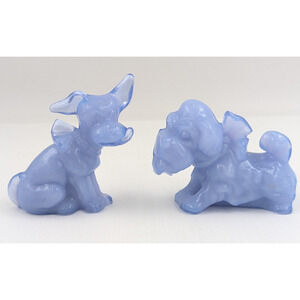 Boyd Glass Parlor Pup Dog Set of 2 Pup Puppies Pooches Blue